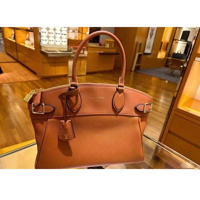 Louis Vuitton LV Women Lock It MM Gold Taurillon Leather Smooth Calfskin Calf Leather