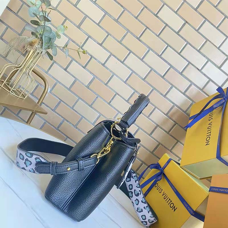 Louis Vuitton LV Women Capucines BB Handbag Black Taurillon Leather