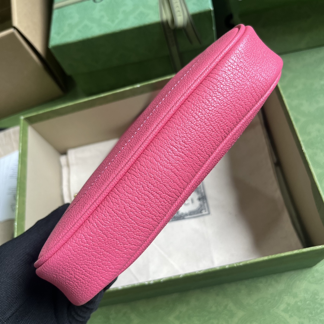 Gucci Women GG Aphrodite Mini Shoulder Bag Double G Pink Soft Leather