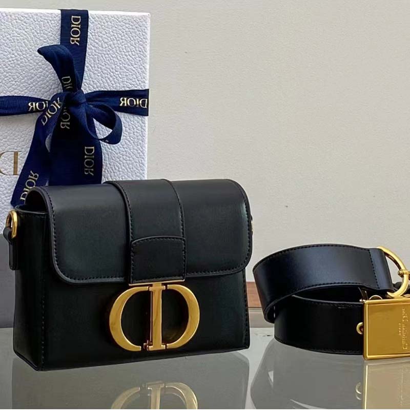 Dior Women CD 30 Montaigne Bag Black Box Calfskin