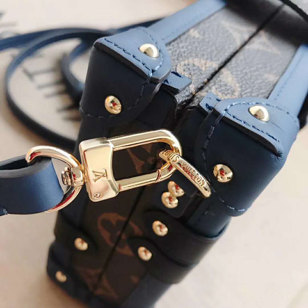 Louis Vuitton LV Women Petite Malle Handbag in Calf Leather and Monogram Coated Canvas