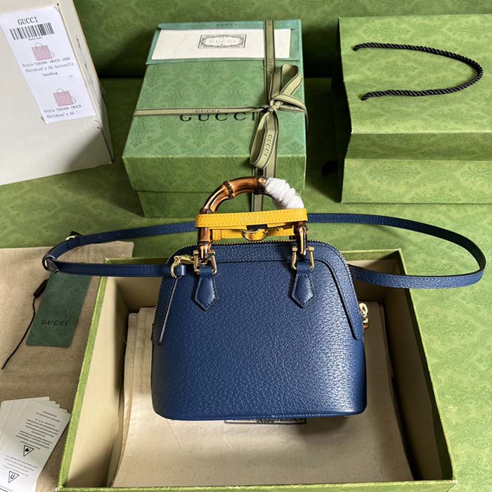 Gucci GG Women Gucci Diana Mini Tote Bag Blue Leather Double G