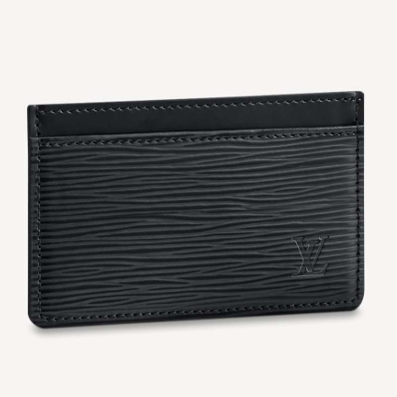 Louis Vuitton LV Unisex Card Holder Wallet Black Epi Leather