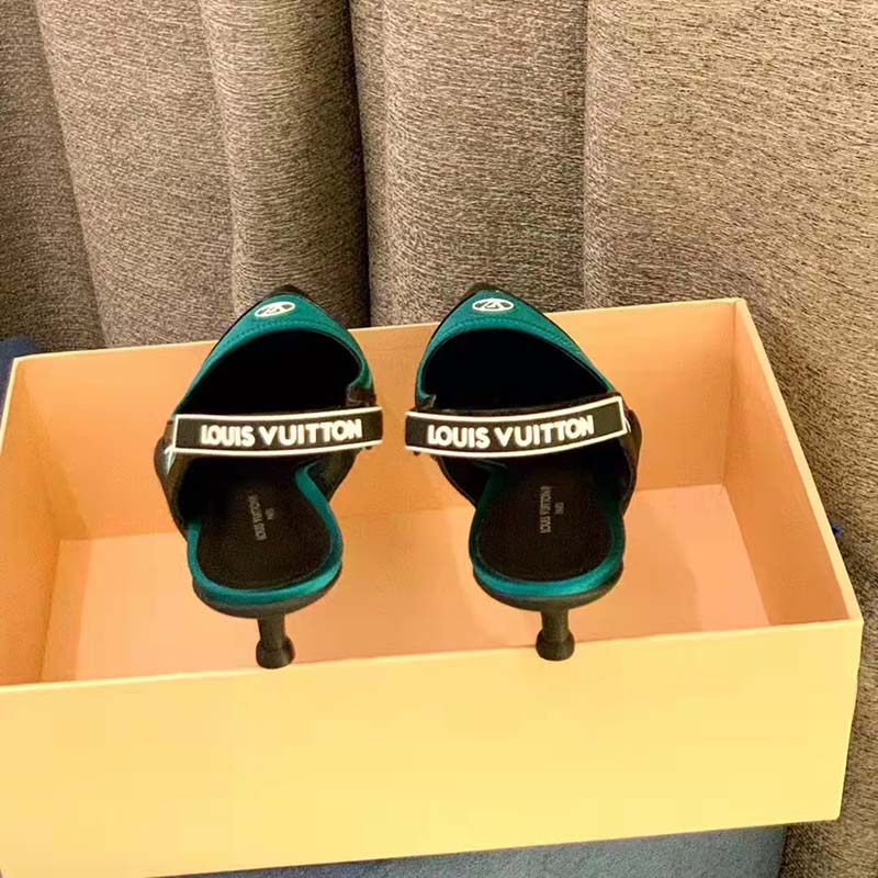 Louis Vuitton Women Archlight Slingback Pump Green Technical Satin Calf Leather