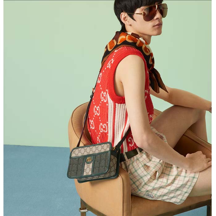 Gucci Unisex Mini GG Canvas Shoulder Bag Green Quilted Beige Ebony Supreme Double G