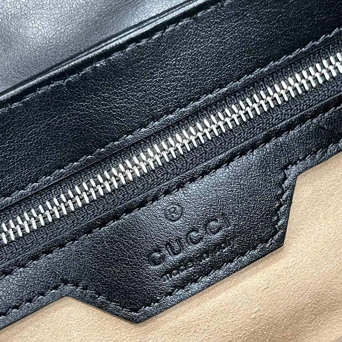 Gucci Women GG Marmont Small Shoulder Bag Double G Black Matelassé Leather