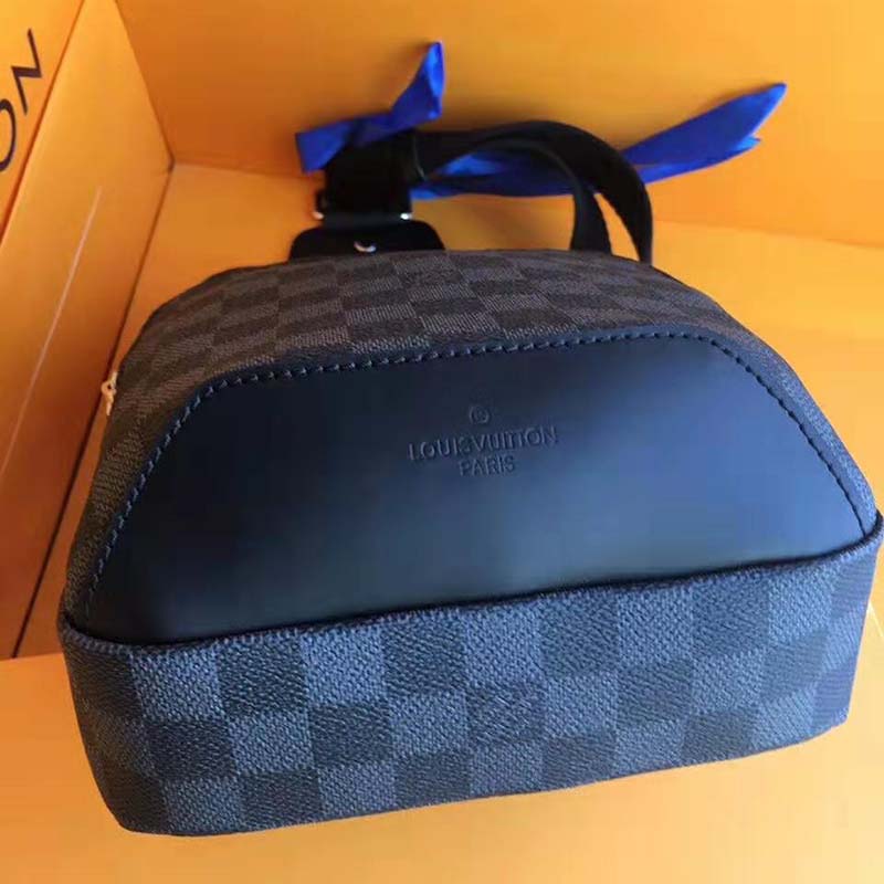 Louis Vuitton LV Men Avenue Sling Bag in Coated Damier Graphique Canvas-Grey