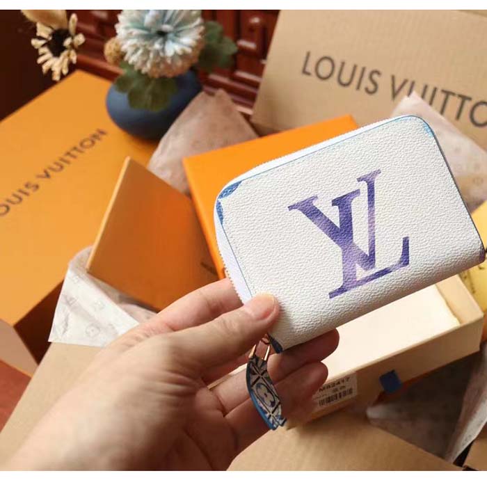 Louis Vuitton LV Unisex Zippy Coin Purse Blue Monogram Coated Canvas Zip Closure