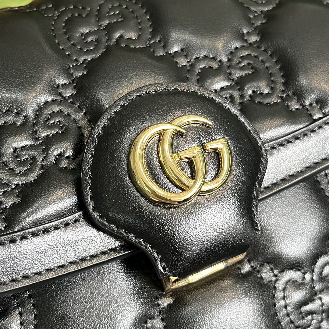 Gucci Women GG Matelassé Small Bag Black Double G