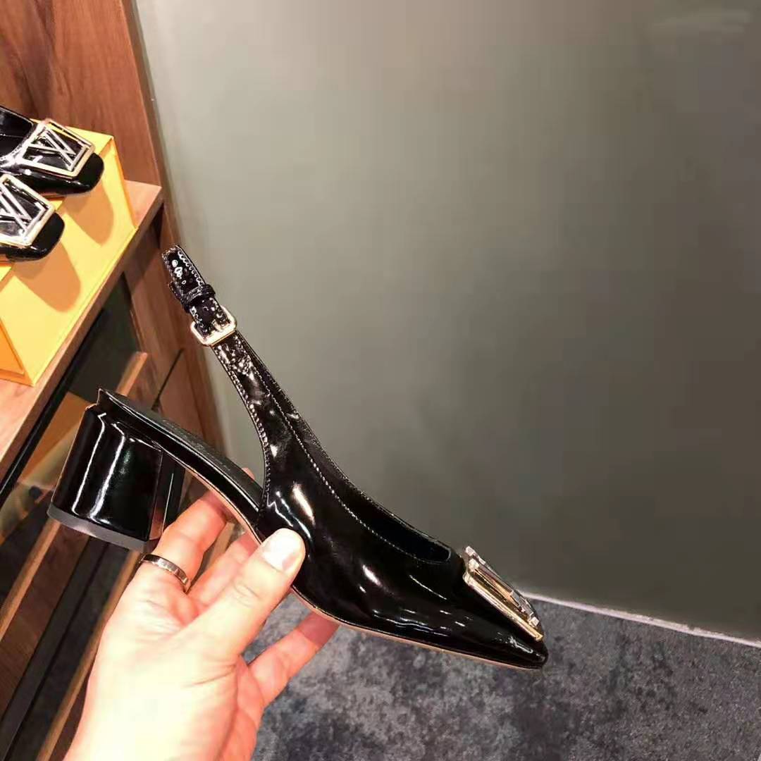 Louis Vuitton LV Women Madeleine Slingback Pump in Patent Calf Leather-Black