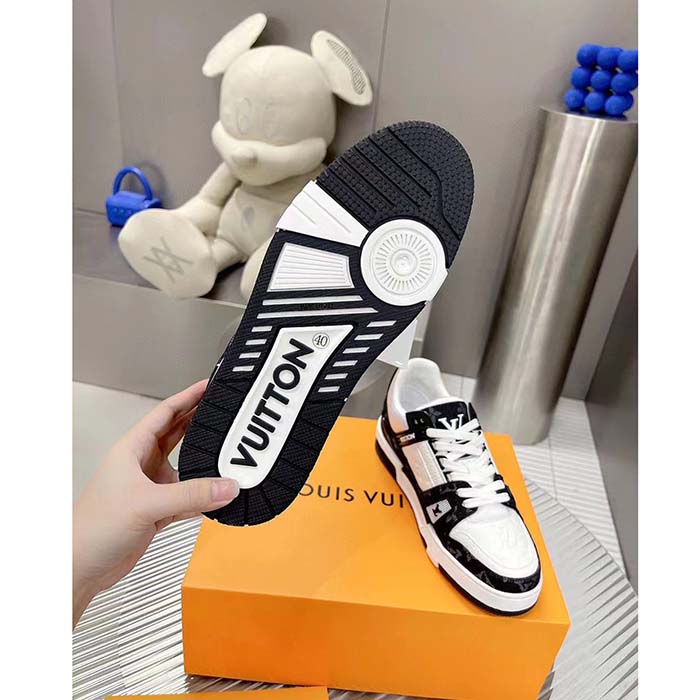 Louis Vuitton Unisex LV Trainer Sneaker Black Monogram Denim Monogram Embossed Grained Calf Leather