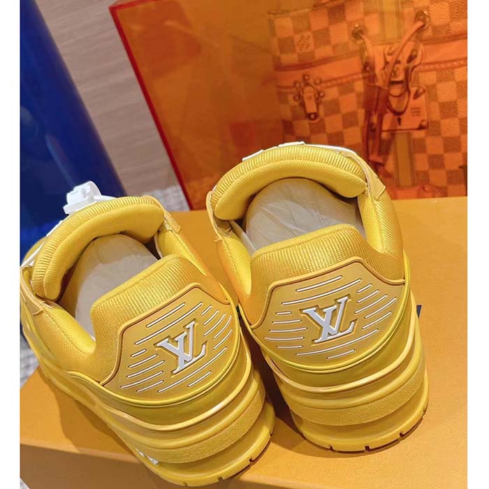 Louis Vuitton Unisex LV Trainer Sneaker Yellow Monogram-Embossed Grained Calf Leather