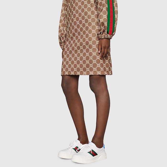 Gucci Unisex GG Sneaker Web White Leather Blue Lace-Up Flat