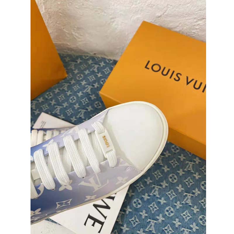 Louis Vuitton Women Frontrow Sneaker Calf Leather Monogram Canvas Signature-Blue