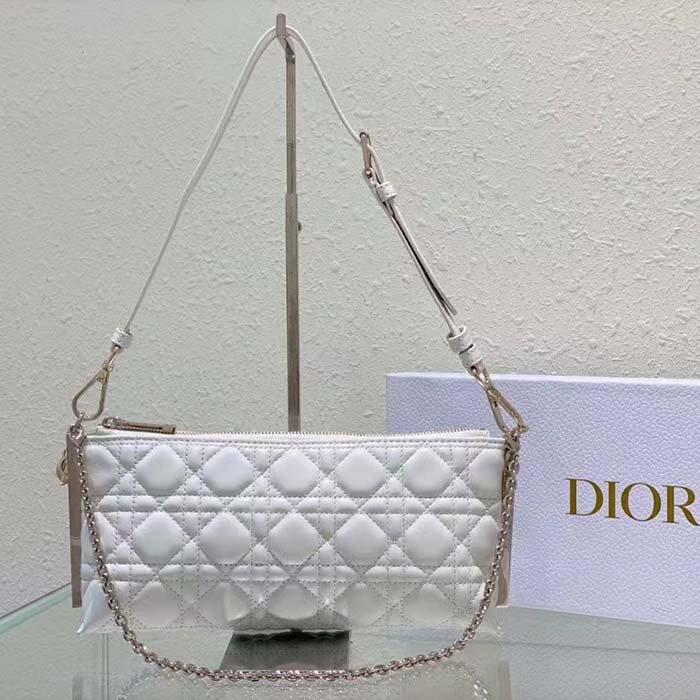 Dior Women CD Dior Club Bag Dusty Ivory Cannage Lambskin