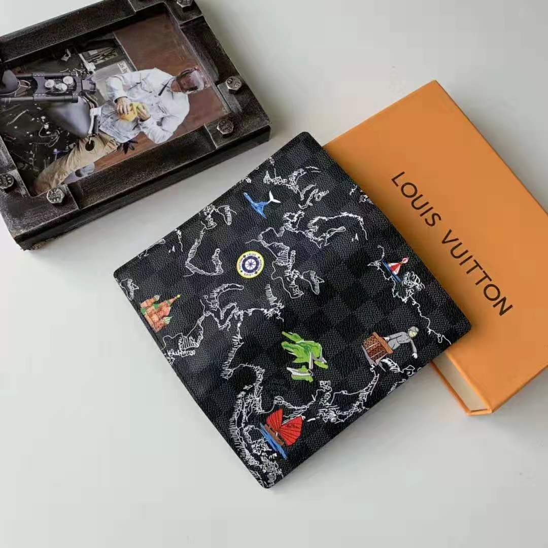 Louis Vuitton LV Unisex Brazza Wallet in Damier Graphite Canvas