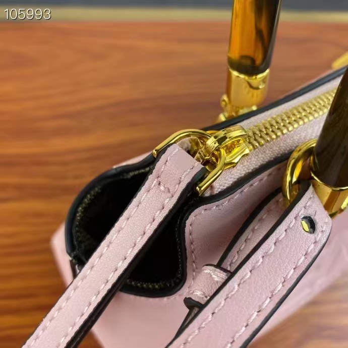 Fendi Women FF By The Way Mini Small Boston Bag Light Pink Leather