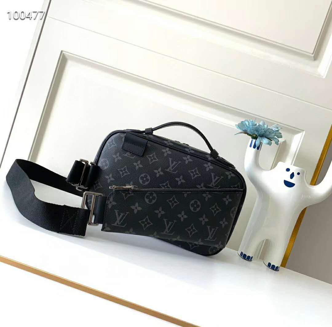 Louis Vuitton LV Men Bumbag in Monogram Eclipse Canvas-Black