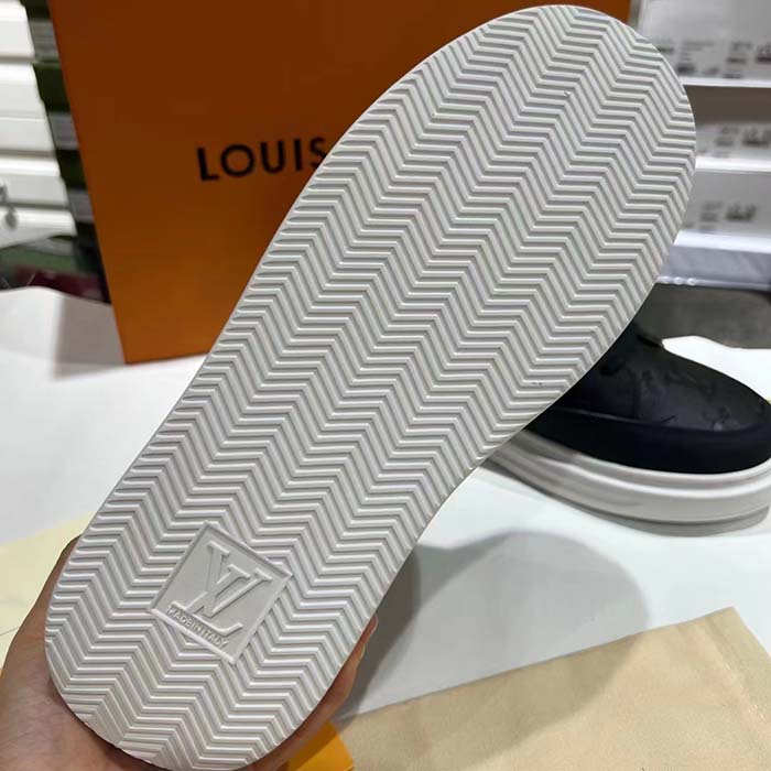 Louis Vuitton LV Unisex Beverly Hills Sneaker Black Monogram Embossed Grained Calf Leather