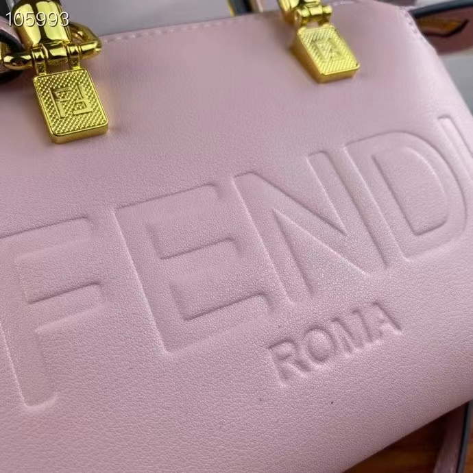 Fendi Women FF By The Way Mini Small Boston Bag Light Pink Leather
