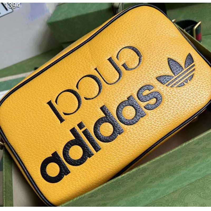 Gucci Unisex Adidas x Gucci Small Shoulder Bag Yellow Leather Interlocking G