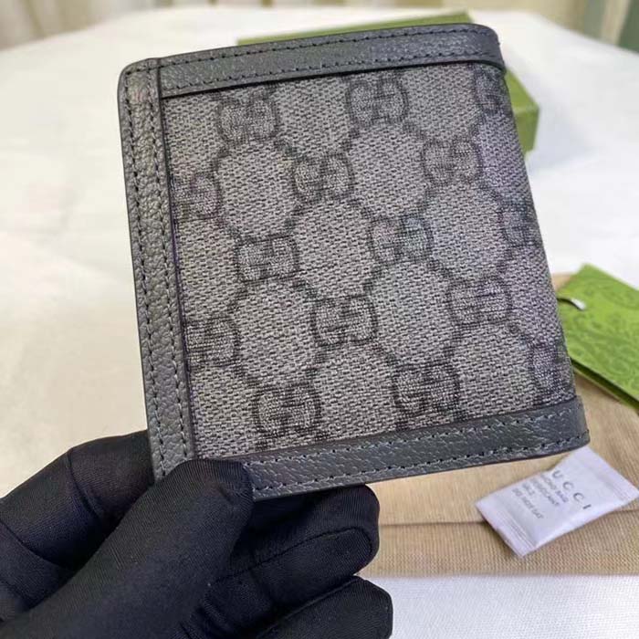 Gucci Unisex Ophidia GG Wallet Grey Black Supreme Canvas Double G