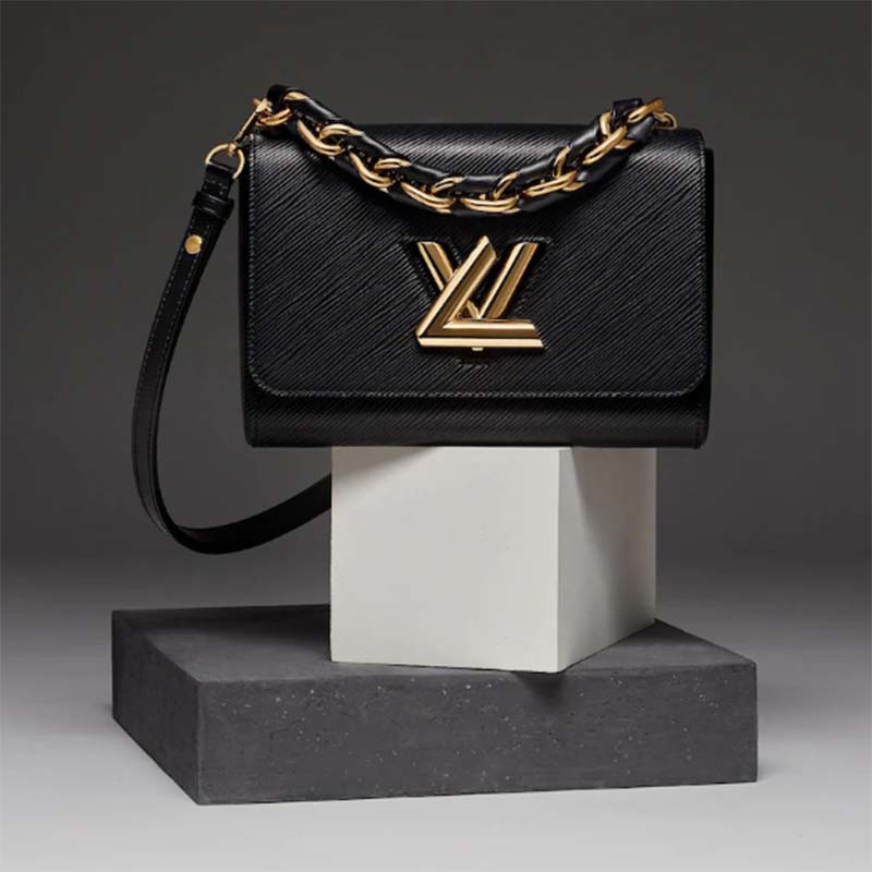 Louis Vuitton LV Women Twist MM Handbag Black Epi Grained Cowhide Leather