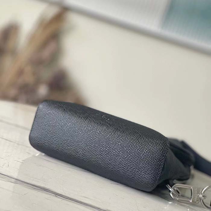 Louis Vuitton LV Unisex Duo Sling Bag Black Monogram Coated Canvas Taiga Cowhide Leather