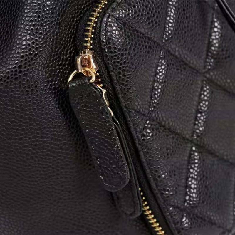 Chanel Women Backpack in Embossed Grained Calfskin Leather-Black