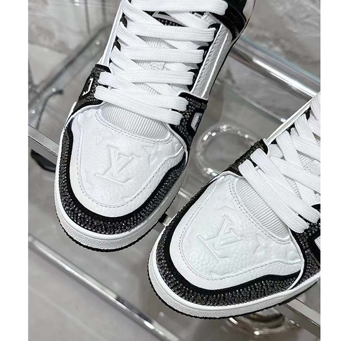 Louis Vuitton LV Unisex LV Trainer Sneaker Black Swarovski™ Crystals Grained Calf Leather