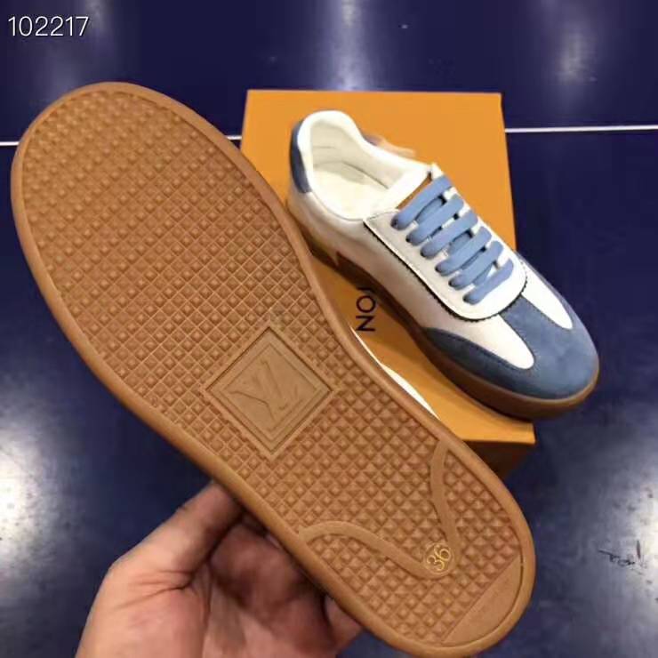 Louis Vuitton LV Women LV Frontrow Sneaker in Calf Leather and Suede Calf Leather-Blue