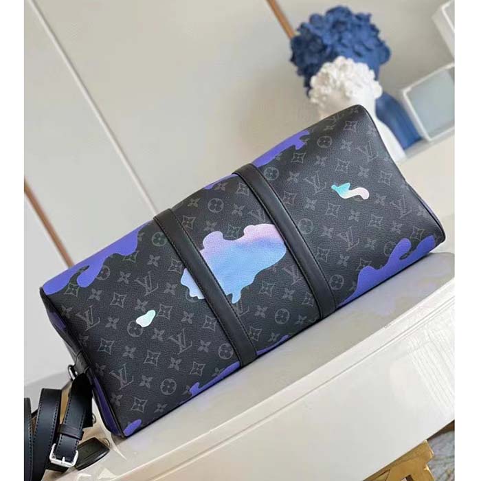 Louis Vuitton LV Unisex Keepall Bandoulière 55 Sunrise Monogram Eclipse Coated Canvas