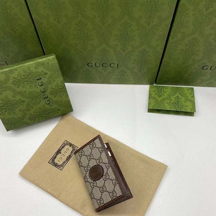 Gucci Unisex GG Supreme Canvas Beige Ebony GG Supreme Canvas Brown Leather