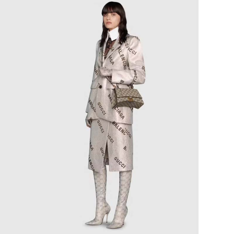 Gucci Unisex The Hacker Project Small Hourglass Bag Beige GG Supreme Canvas