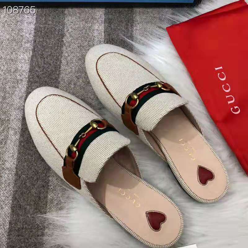 Gucci Women’s Princetown Canvas Slipper 1cm Heel-Sandy