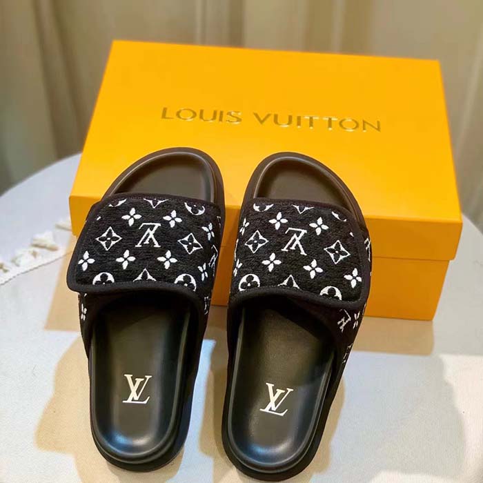 Louis Vuitton LV Unisex Miami Mule Black Mini Monogram Textile Anatomic Micro