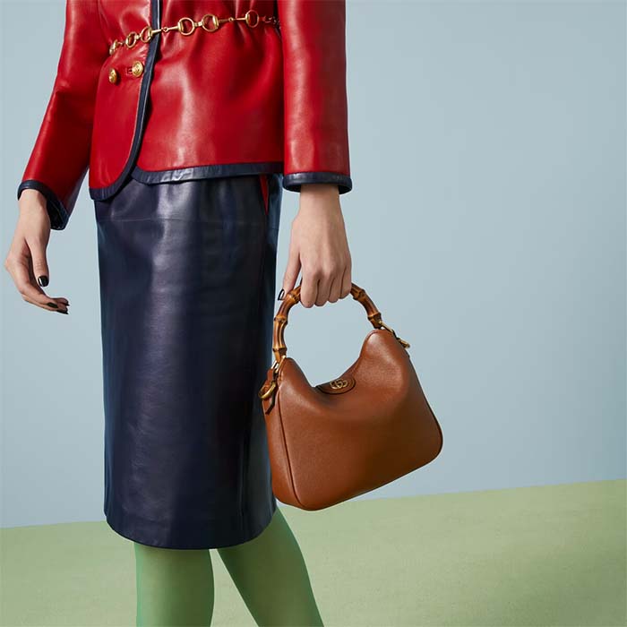 Gucci Women GG Diana Small Shoulder Bag Cuir Black Leather Double G