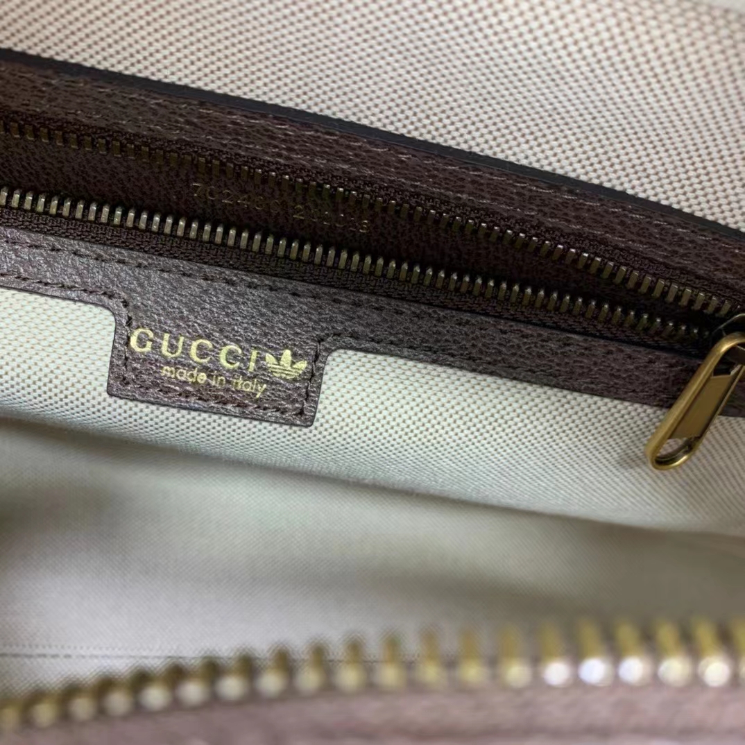 Gucci Unisex Adidas x Gucci Large Duffle Bag Beige Brown GG Crystal Canvas