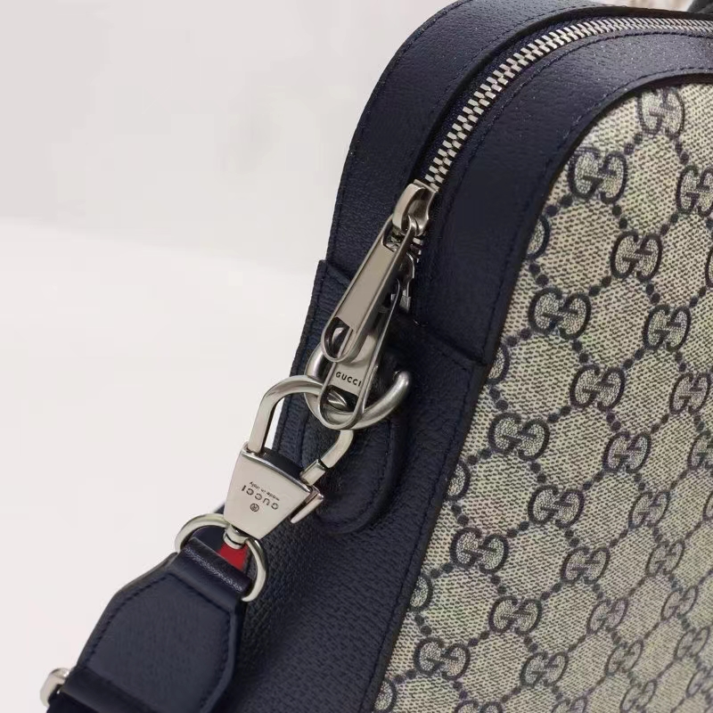 Gucci Unisex Business Case Interlocking G Blue Beige GG Supreme Canvas