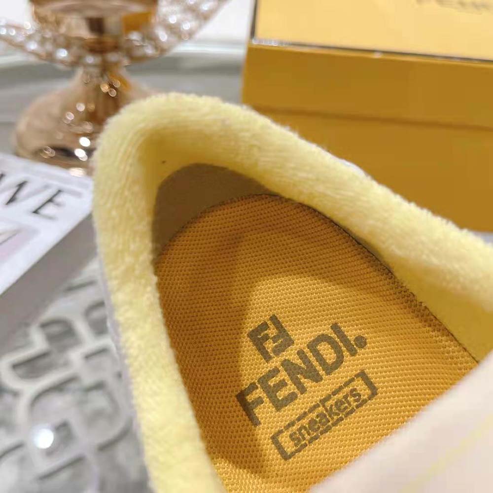 Fendi Unisex Match Yellow Suede Low-Tops