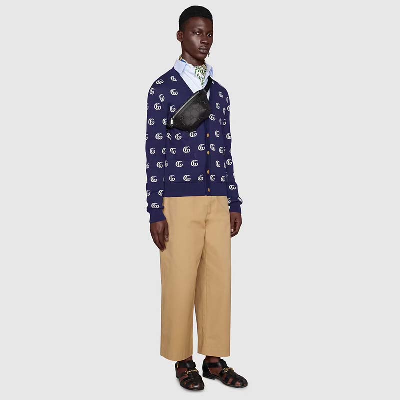 Gucci Unisex GG Embossed Belt Bag Black Tonal Leather