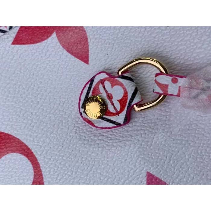 Louis Vuitton LV Unisex Neverfull MM Pink Monogram Coated Canvas Textile Lining