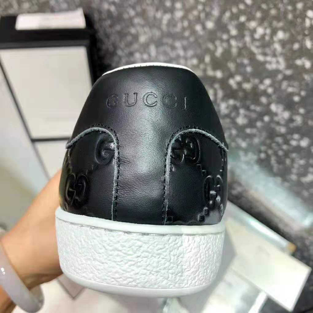 Gucci Men Ace Gucci Signature Sneaker with Web-Black