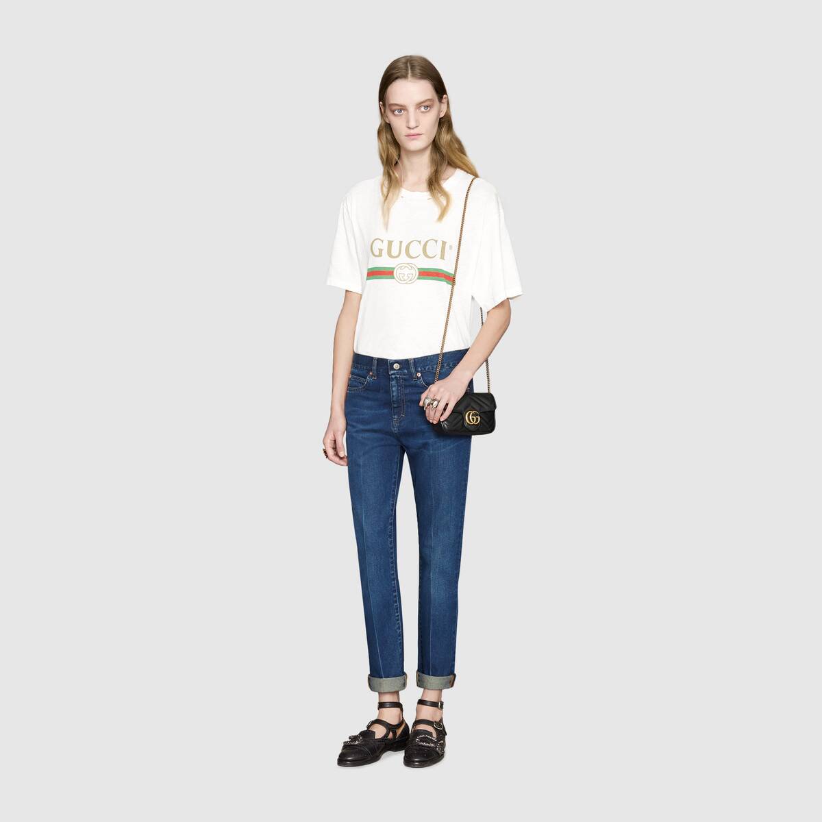 Gucci GG Women GG Marmont Matelassé Leather Super Mini Bag Black Matelassé Chevron