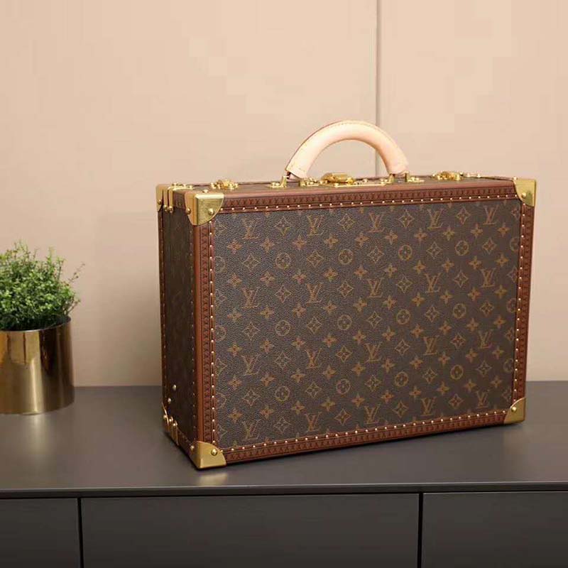 Louis Vuitton LV Unisex President Suitcase in Monogram Canvas-Brown