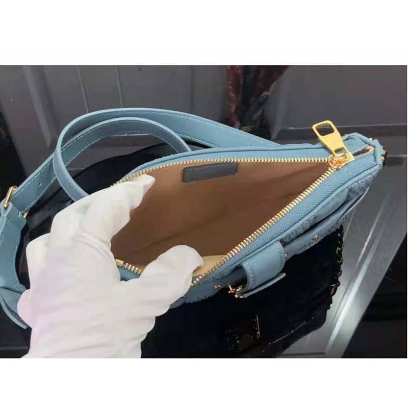 Louis Vuitton LV Women Troca PM Glacier Blue Damier Quilt Lambskin Calfskin