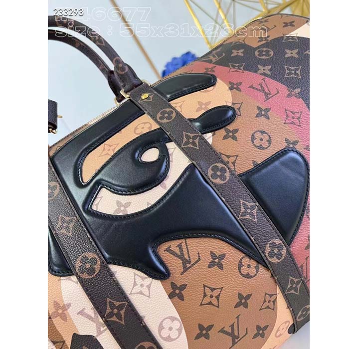 Louis Vuitton LV Unisex Keepall Bandoulière 45 Brown Monogram Coated Canvas Cowhide Leather