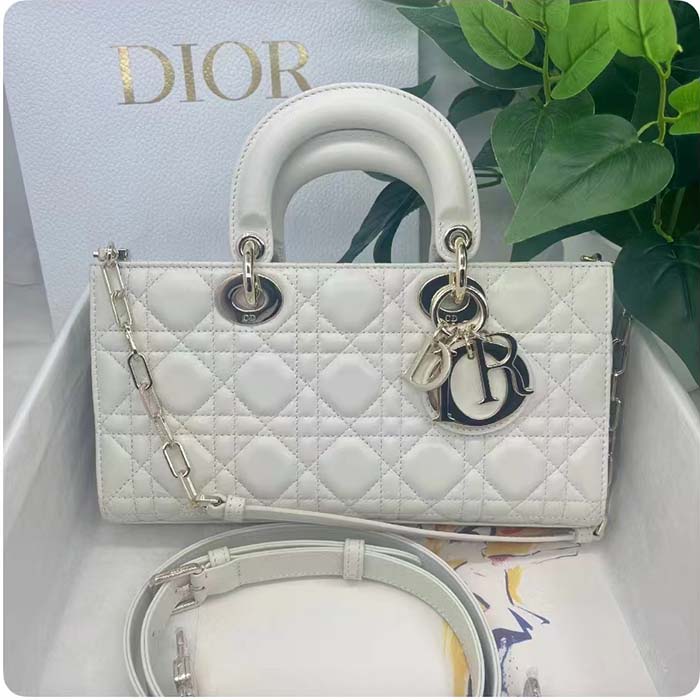 Dior Women CD Medium Lady D-Joy Bag Latte Cannage Lambskin