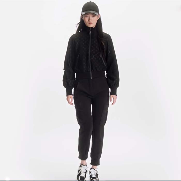 Louis Vuitton LV Unisex Run 55 Sneaker Black Mix Materials Lifted Rubber Outsole