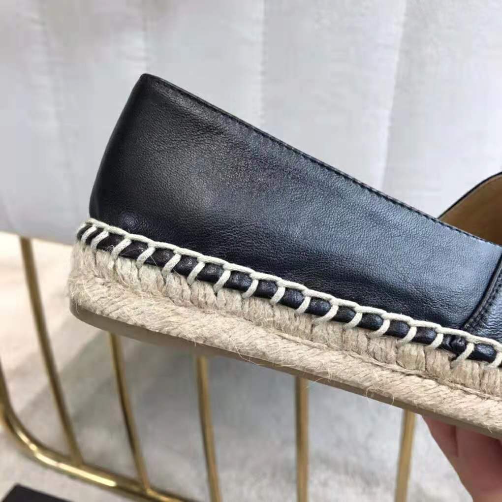 Chanel Women Espadrilles in Lambskin Leather-Black